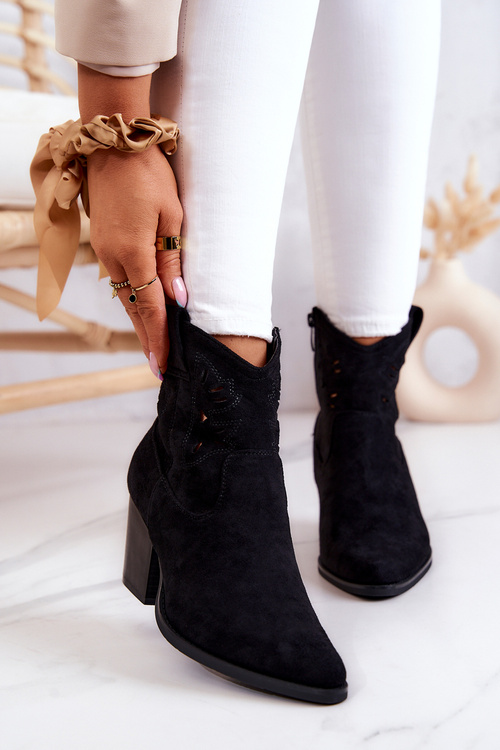 Dámske semišové čierne kovbojské topánky