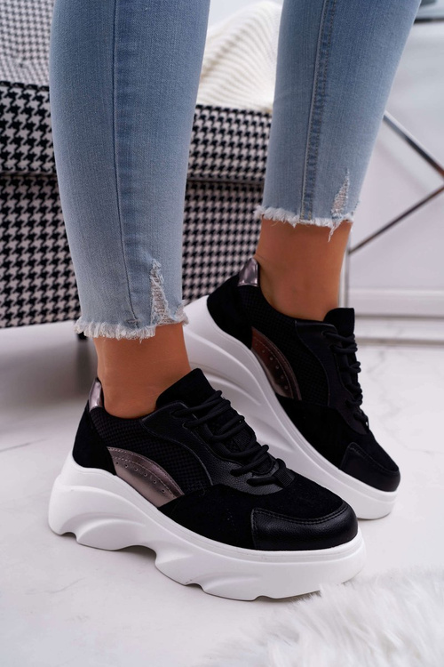 Dámska športová topánka hrubá čierna kardamonová podrážka