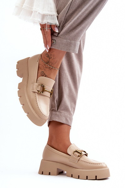 Dámske topánky Loafer s dekoráciou Beige Peuria