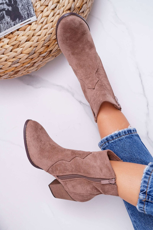 Dámské Kotníkové Boty Na Podpatku Khaki Nutriso