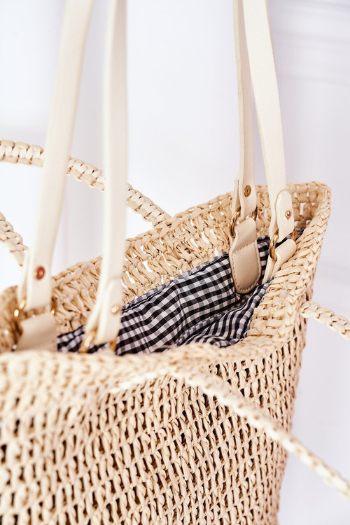 Pletena Kabelka Shopper BRUNO ROSSI Béžová