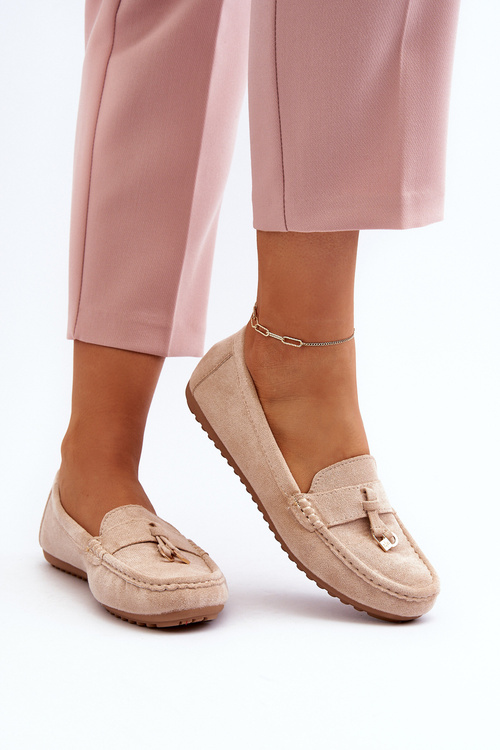 Dámske klasické semišové mokasíny béžové Ontala