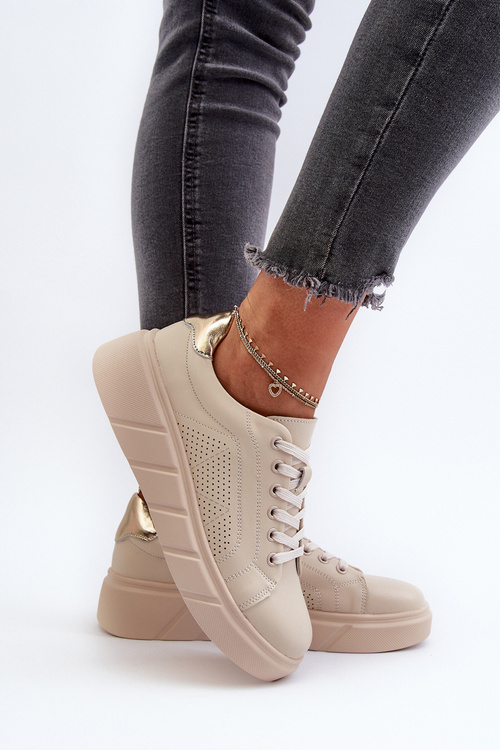 Dámske kožené tenisky na platforme béžové Gatira