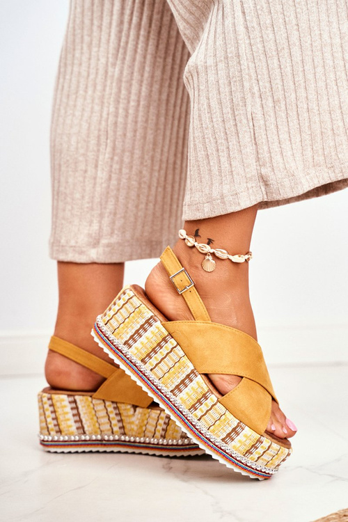 Dámske sandále na klinii Espadril Yellow Sandy