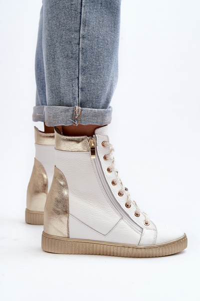 Zazoo 3081 Dámské kožené tenisky na klíně bílé