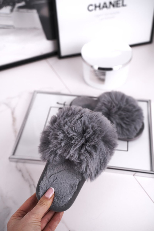 Dětské Pantofle s Kožešinově šedé Snow Ball