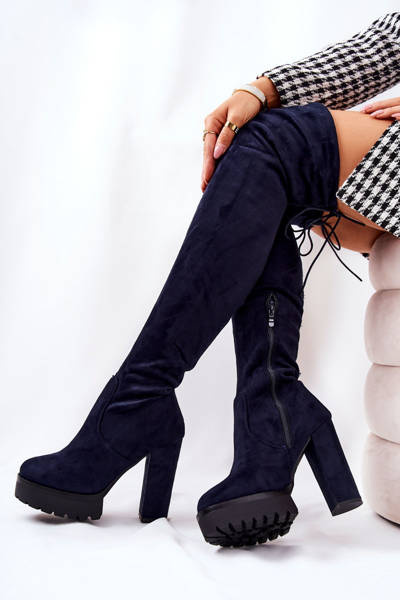 Semišové boty nad kolena Námořnicky modré Fillis