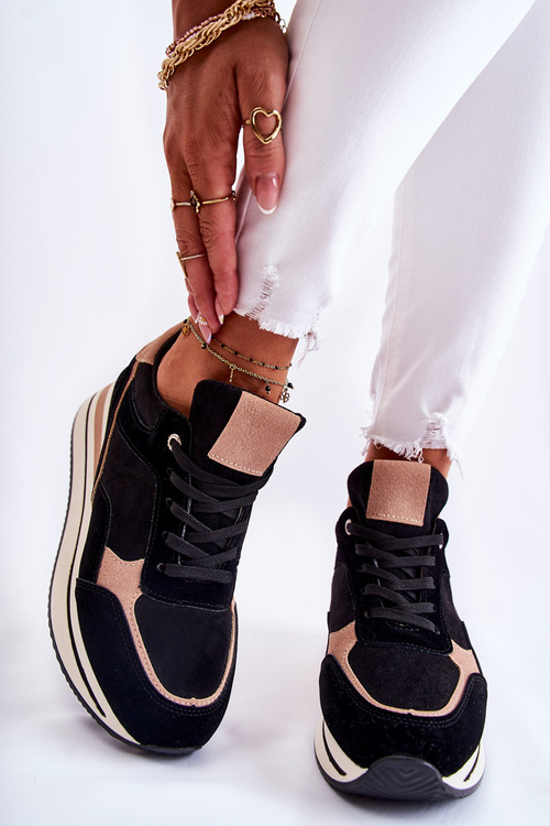 Dámské semišové sportovní boty černá a béžová Elisse