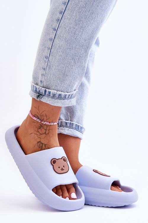 Lehké dámské pěnové pantofle s medvídkem Modrá Lia