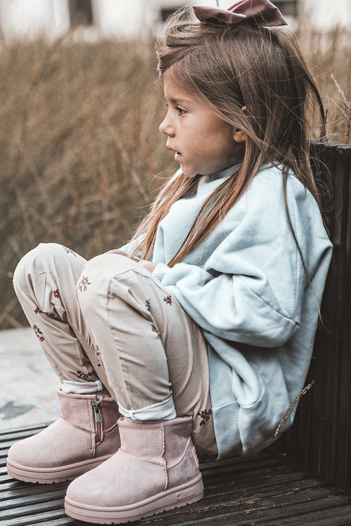 Dívčí Sněhové Teple Boty S Kožešinou S Ušima Růžový Betty