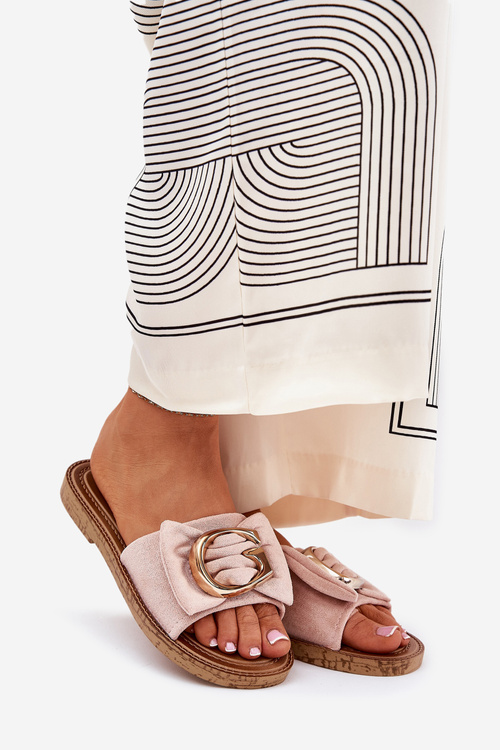 Ploché Dámske Sandále S Ozdobným Detailom Rúžové Nellodra