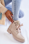 Kožené izolované zipsové topánky s perlami béžový raiso