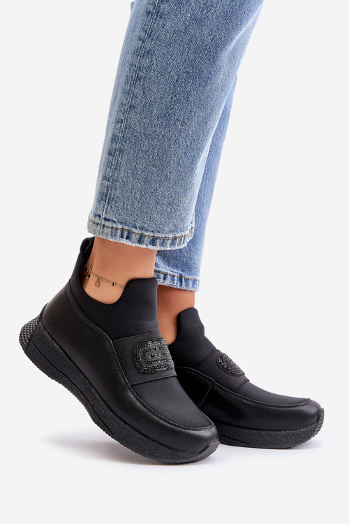 Športové Topánky Na Platforme Kožené Čierne Artiker 55C0035