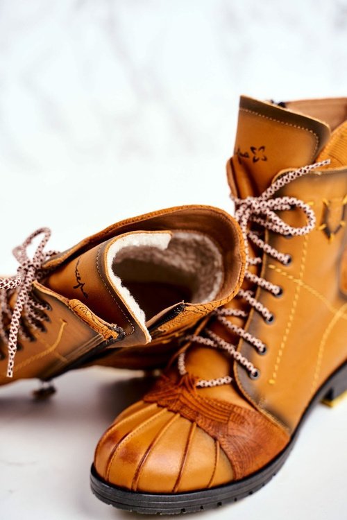 Dámské Boty Maciejka Teplé Kožené žluté 03961-07