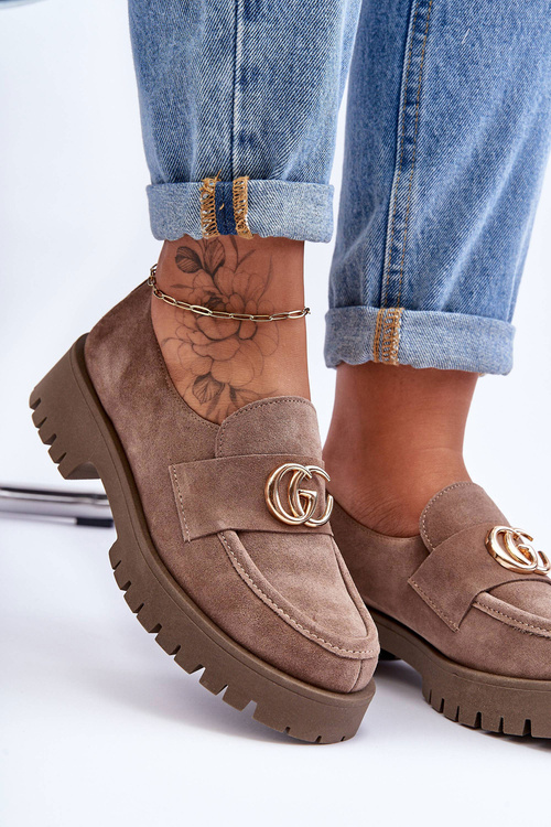 Dámské semišové polobotky s ozdobou tmavě béžová Rosefalls