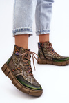 Kůže Dámské Vzorované Botky Maciejka 06145-24 Olivové