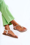 Módne sandále flip -flops s perlami biela Isalia