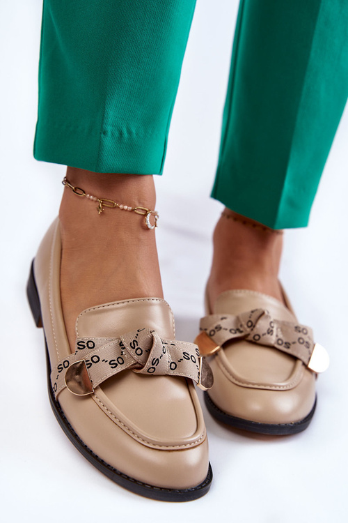 Dámske kožené mokasíny s béžovými dňami