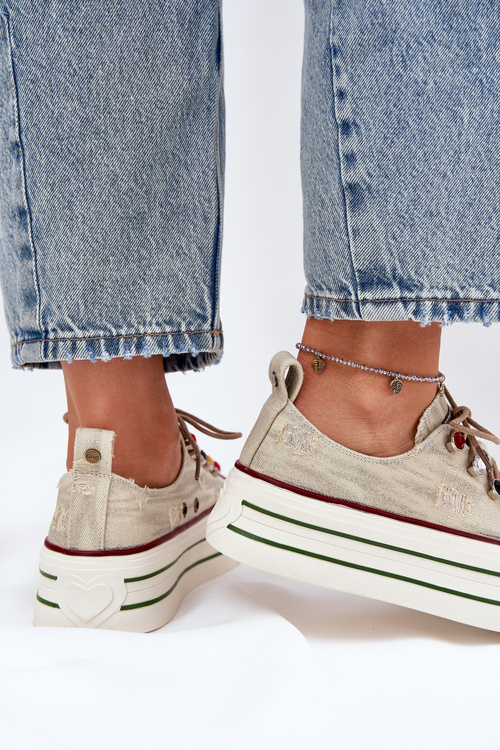 Dámské Tenisky Na Platformě Béžové GOE RR2N4105