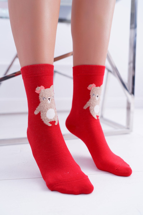 Dámske ponožky Red Teddy Bear