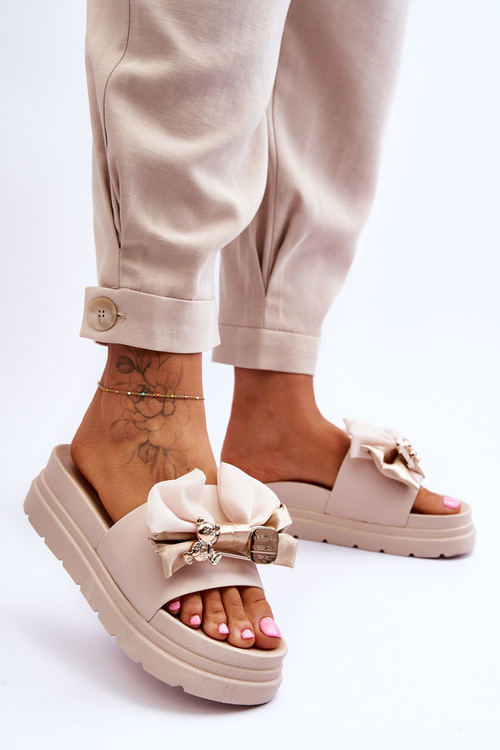 Pantofle S Mašlí A Medvídkem Béžove Suzy