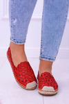 Lu Boo dámské baleríny červené espadrilly v květinách Macarena