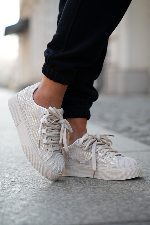 Dámské tenisky se zdobením na platformě béžové Eanneth