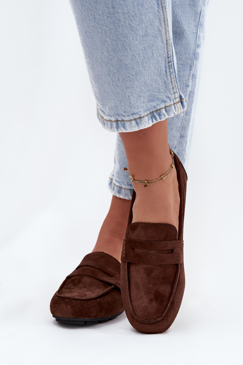 Loafery Mokasíny Dámske Ploché Tmavohnedé Soreline