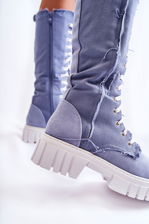 Vysoké vázané boty Kayra Modrá Trappers