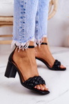 Kožené sandále na čiernom larelei stĺpiku