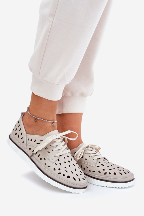 Dámské Kožené Polobotky S.Barski LR51-610 Béžové