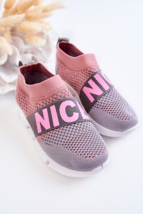 Dětské sportovní nazouváky Růžová a šedá Cobby