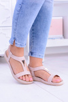 Dámské růžové sandály s pružným pásem Riben