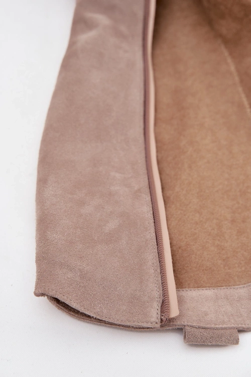 Kožené Semišové Kozačky Kovářky Vyhřívané Zazoo 4224 Cappuccino