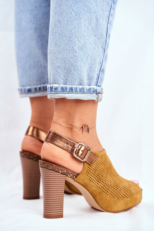 Prolamované Sandály Na Podpatku Sergio Leone SK855 Žluté