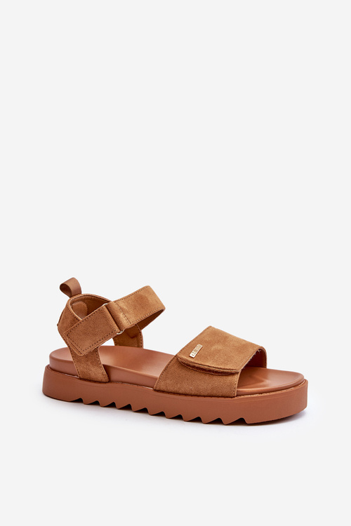 Dámske semišové sandále na platforme Big Star NN274705 hnedé