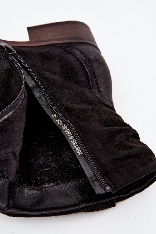 Dámské kotníkové boty na nízkém podpatku s mačkáním vyhřívané černé Gracia