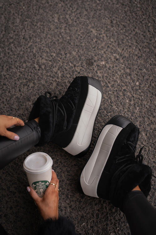 Dámské Kožené Sněhule Na Silné Podešvi S Kožešinou Big Star OO274A206 Černé