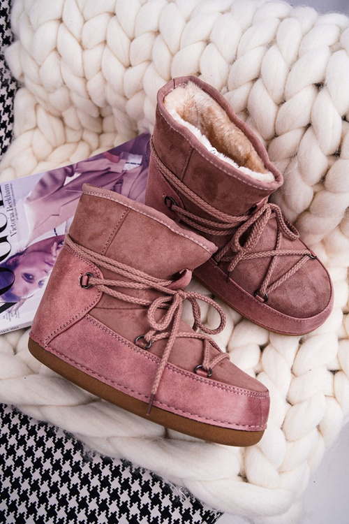 Dámské Sněhule Zateplené Kožešinou Růžové Veme