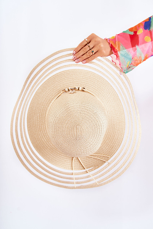 Dámská čepice S Ozdobným Páskem Béžová Carra