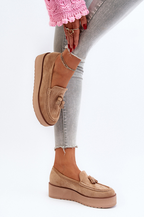 Dámské mokasíny na platformě s rejzlíky hnědé Mialani