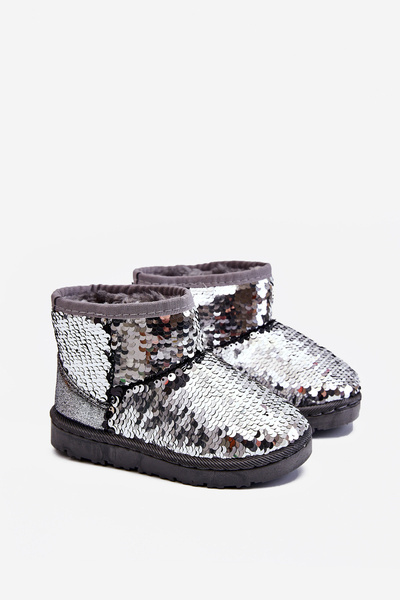 Detské izolované snehové topánky s flitrami Silver Shard