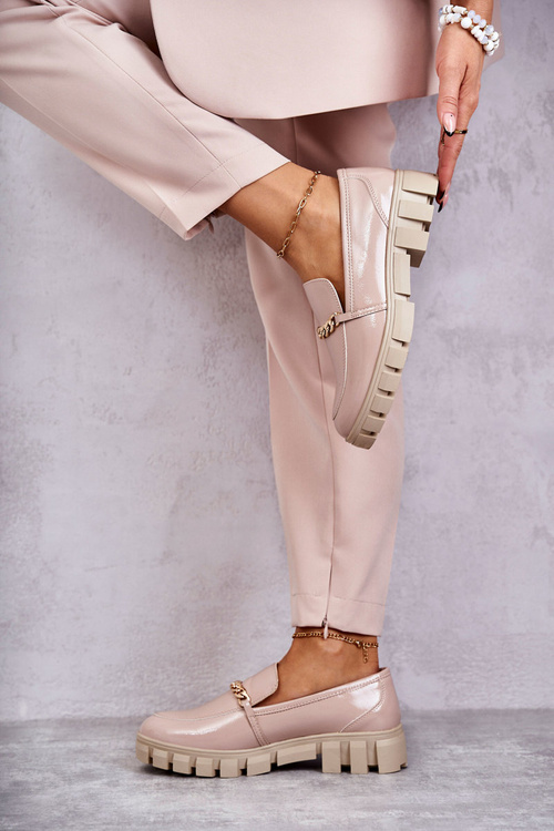 Lakované boty s řetízkem Béžove Anne