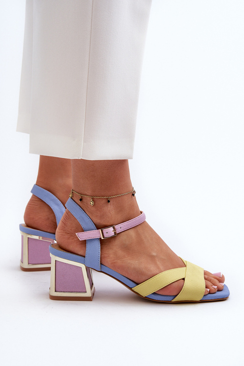 Dámske pastelové sandále na opätku D&A CR482 Žlté