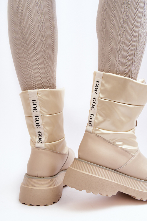 Dámske snehové topánky na silnej podrážke s béžou Goe MM2N4079