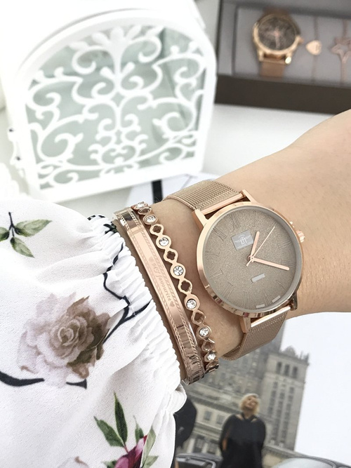 Dámske hodinky Michael John Elis Pink Gold / Golden Shield