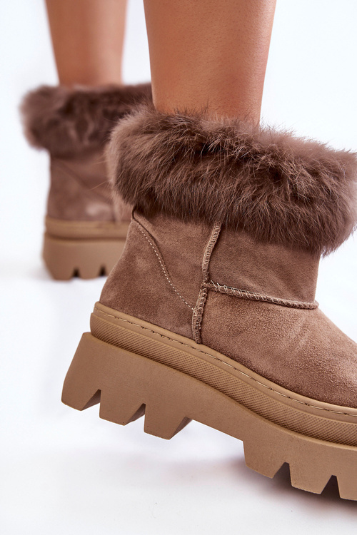 Dámské semišové sněhule tmavě béžové Ann