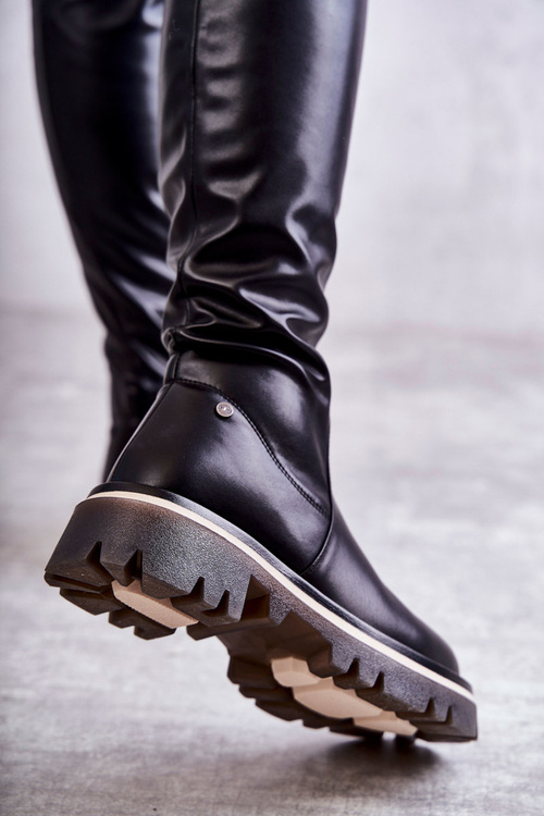 Kožené boty Přes koleno GOE KK2N4024 Černe