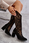 Suede Openwork Boots Lewski Shoes 3234 Čierna