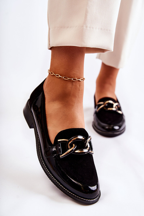 Klasické mokasíny s řetízkem Laura Messi 2531 černá